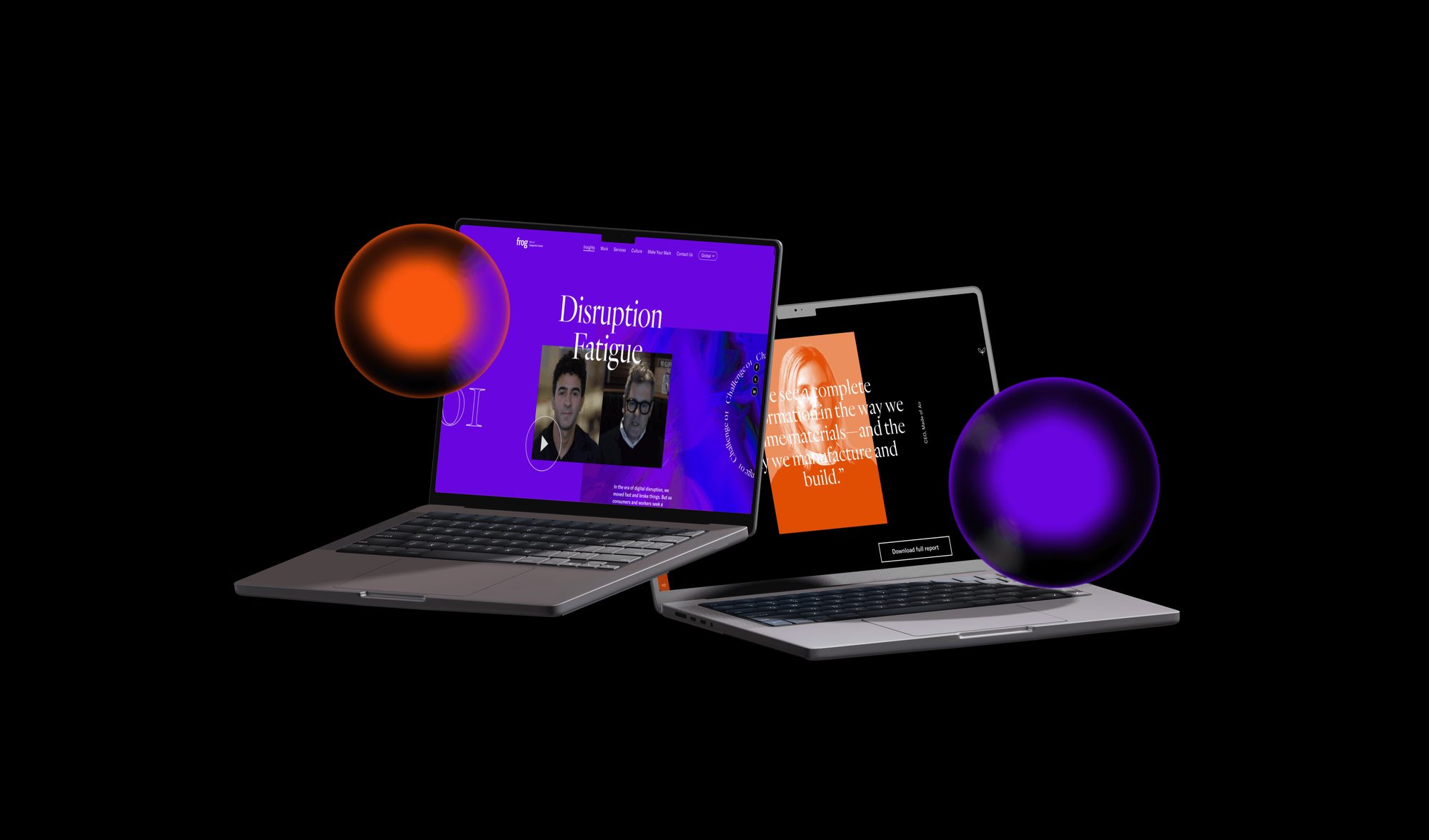 El episodio Disruption Fatigue en dos laptops, sobre negro